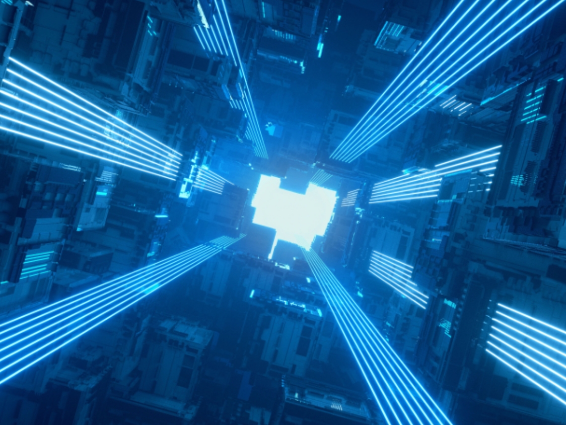 buildings with blue lines